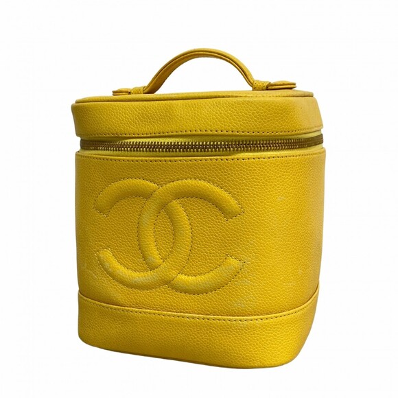 CHANEL Handbags - Chanel handbag/vanity bag, caviar leather, yellow, women's.